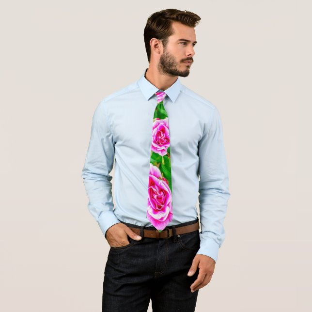 Pretty red rose pattern tie (In Situ)