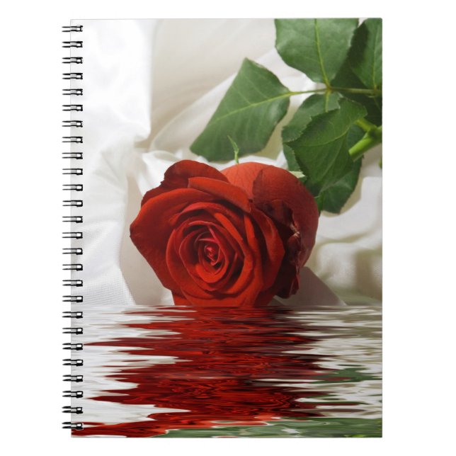 Pretty Red Rose with Reflection Notebook (Front)