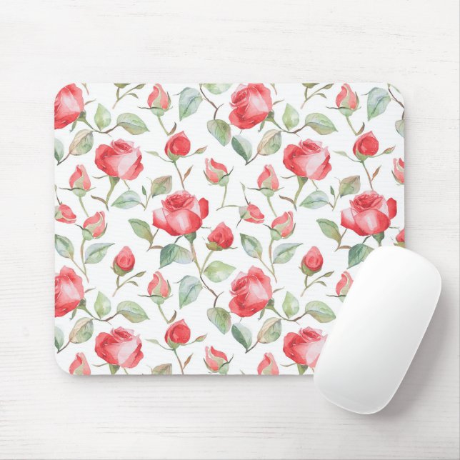 Pretty Red Roses  Mouse Mat (With Mouse)