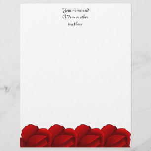 Pretty red roses personalised letterhead design