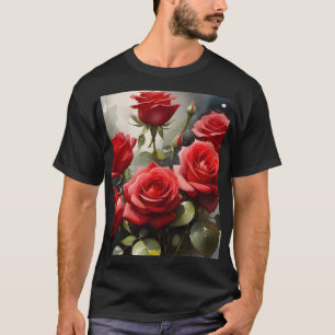 Pretty red roses watercolor painting T-Shirt