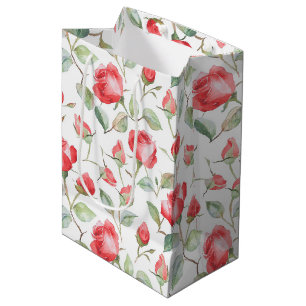 Pretty Red Roses Wedding Medium Gift Bag