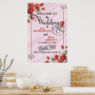 Pretty Red Roses Wedding Welcome Poster