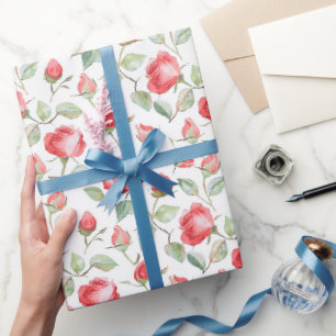 Pretty Red Roses Wedding Wrapping Paper