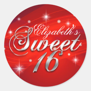 Pretty Red Sparkle Sweet Sixteen Sticker