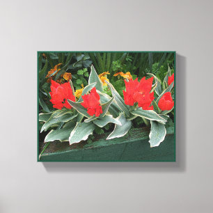 Pretty red tulips colourful bright modern floral canvas print