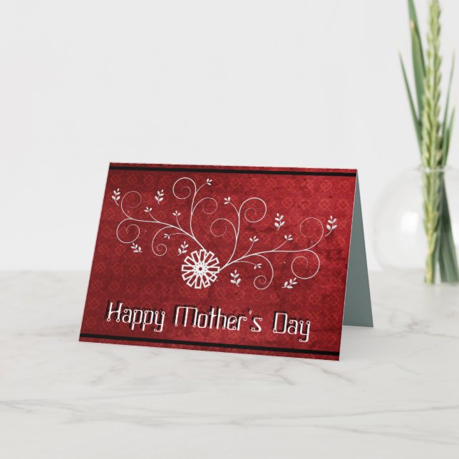 Pretty Red White Floral Happy Mother's Day Card (Front)