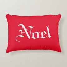 Pretty red & white "Noel" Christmas accent pillow