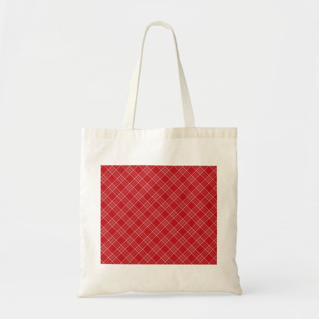 Pretty Red White Stripes Plaid Pattern Gifts Tote Bag (Front)