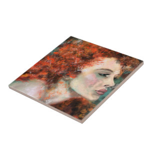 Pretty Redhead Woman Ceramic Tile