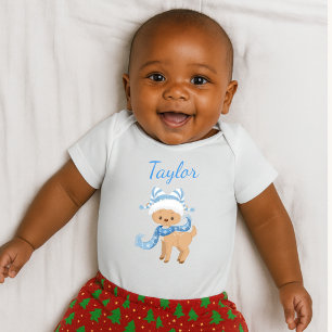 Pretty Reindeer in Blue Baby Bodysuit
