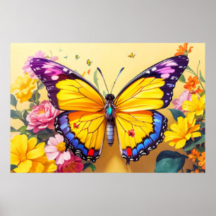 Pretty Resting Butterfly Illustration Design Poster