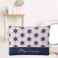 Pretty Retro 70's Flower Power Navy-Barely Pink