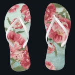 Pretty Retro Flower Bridesmaid Wedding Chintz Flip Flops<br><div class="desc">Matching Bridesmaid, Matron of Honour Bridal Party Flip Flops for an outdoor, garden or beach wedding. No hurting feet, and sets the mood for the entire wedding. Modern, pretty retro flower stylised peonies in bright fresh colours especially perfect for Spring or Summer weddings. This Wedding Invitation Set or Collection is...</div>