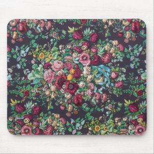 Pretty Retro Flower Chintz Peonies Calico Pattern Mouse Mat