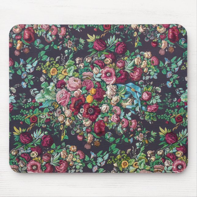 Pretty Retro Flower Chintz Peonies Calico Pattern Mouse Mat (Front)