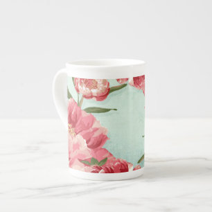 Pretty Retro Flower Chintz Peonies Personalised Bone China Mug