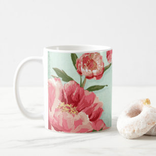 Pretty Retro Flower Chintz Peonies Personalised Coffee Mug