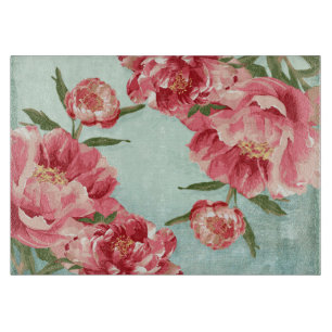 Pretty Retro Flower Chintz Peonies Personalised Cutting Board