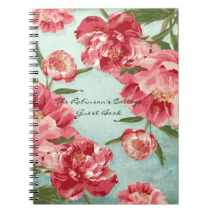 Pretty Retro Flower Chintz Peonies Personalised Notebook