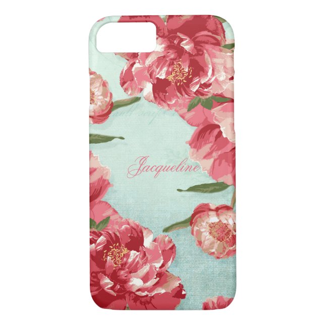 Pretty Retro Flower Elegant Stylish Chintz Peonies Case-Mate iPhone Case (Back)
