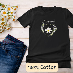 Pretty Retro Flowers Heart Happy Face Spanish Mama T-Shirt