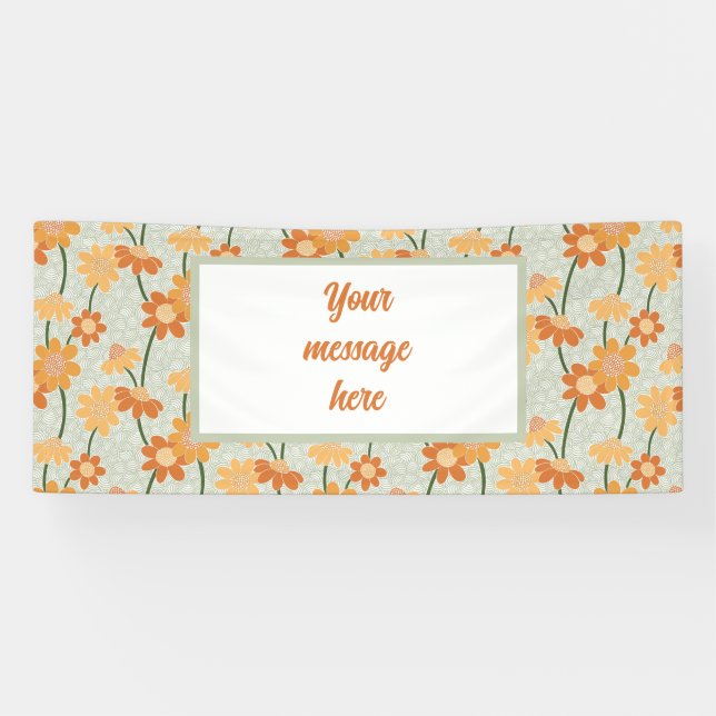 Pretty retro muted 1970s flowers banner (Horizontal)