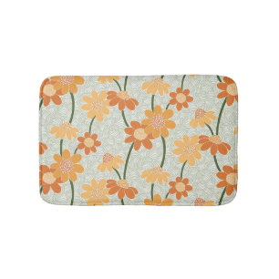 Pretty retro muted 1970s flowers bath mat