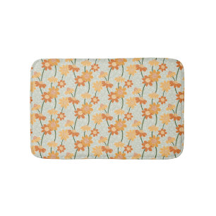 Pretty retro muted 1970s flowers bath mat