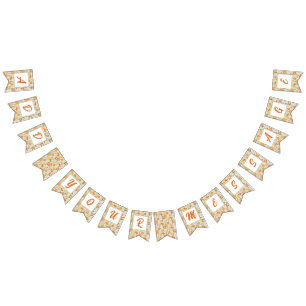 Pretty retro muted 1970s flowers bunting 