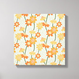 Pretty retro muted 1970s flowers canvas print