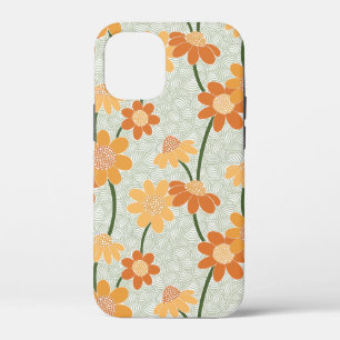 Pretty retro muted 1970s flowers iPhone 12 mini case