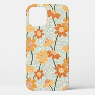 Pretty retro muted 1970s flowers iPhone 12 case