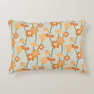 Pretty retro muted 1970s flowers decorative cushion
