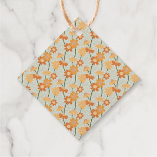 Pretty retro muted 1970s flowers favour tags