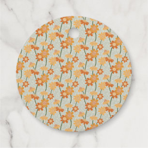 Pretty retro muted 1970s flowers favour tags