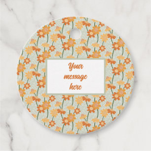 Pretty retro muted 1970s flowers favour tags