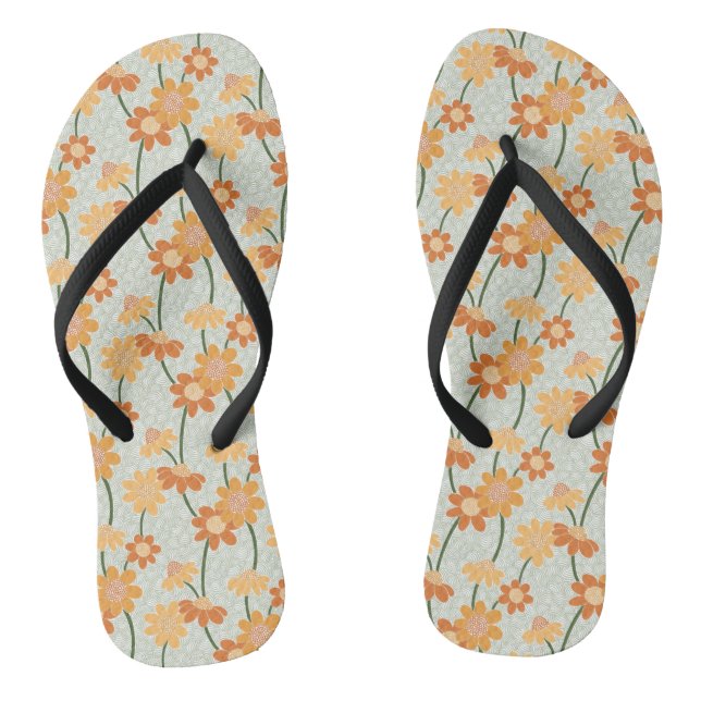 Pretty retro muted 1970s flowers flip flops (Footbed)