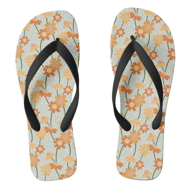 Pretty retro muted 1970s flowers flip flops (Footbed)