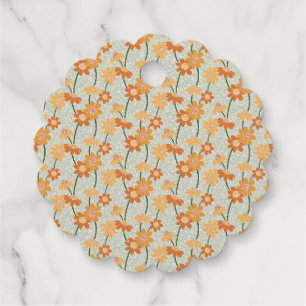 Pretty retro muted 1970s flowers foil favour tags
