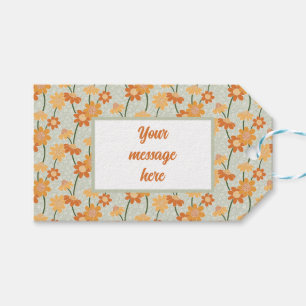 Pretty retro muted 1970s flowers gift tags