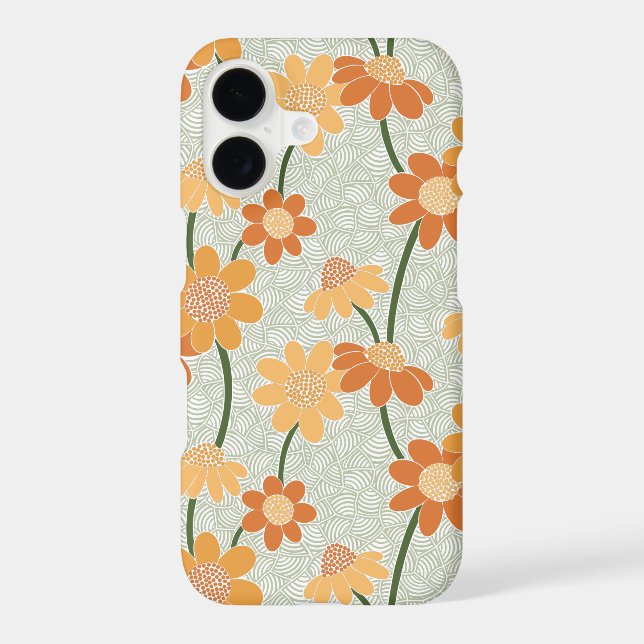 Pretty retro muted 1970s flowers iPhone case (Back)