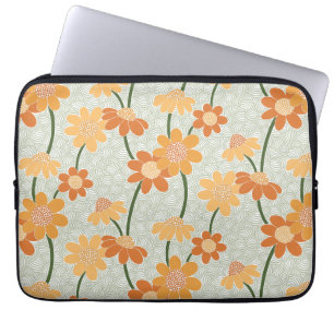 Pretty retro muted 1970s flowers laptop sleeve