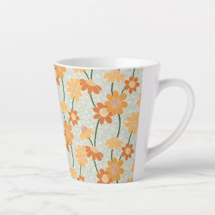 Pretty retro muted 1970s flowers latte mug