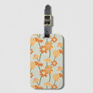 Pretty retro muted 1970s flowers luggage tag