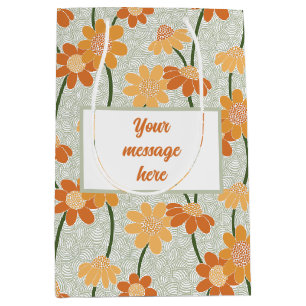 Pretty retro muted 1970s flowers medium gift bag