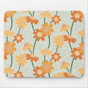 Pretty retro muted 1970s flowers mouse mat