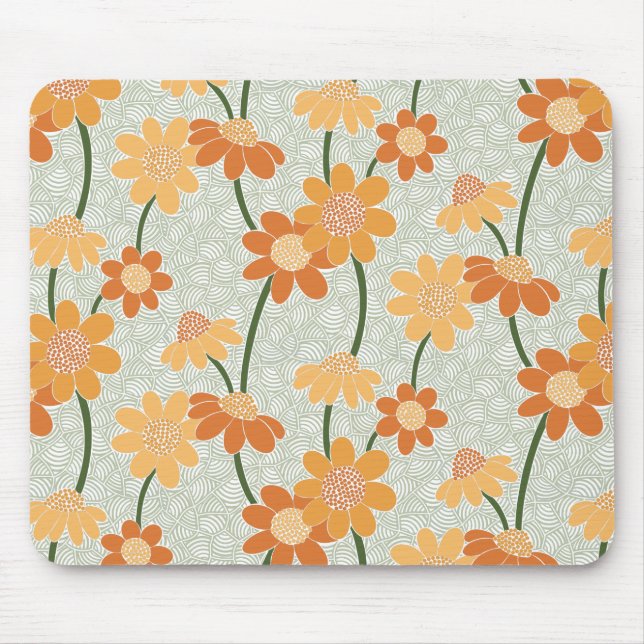 Pretty retro muted 1970s flowers mouse mat (Front)