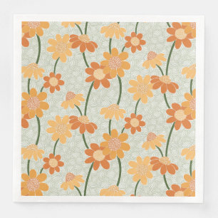 Pretty retro muted 1970s flowers napkin