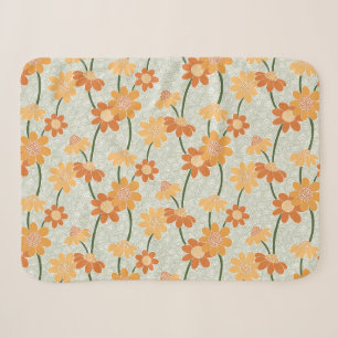 Pretty retro muted 1970s flowers sherpa blanket
